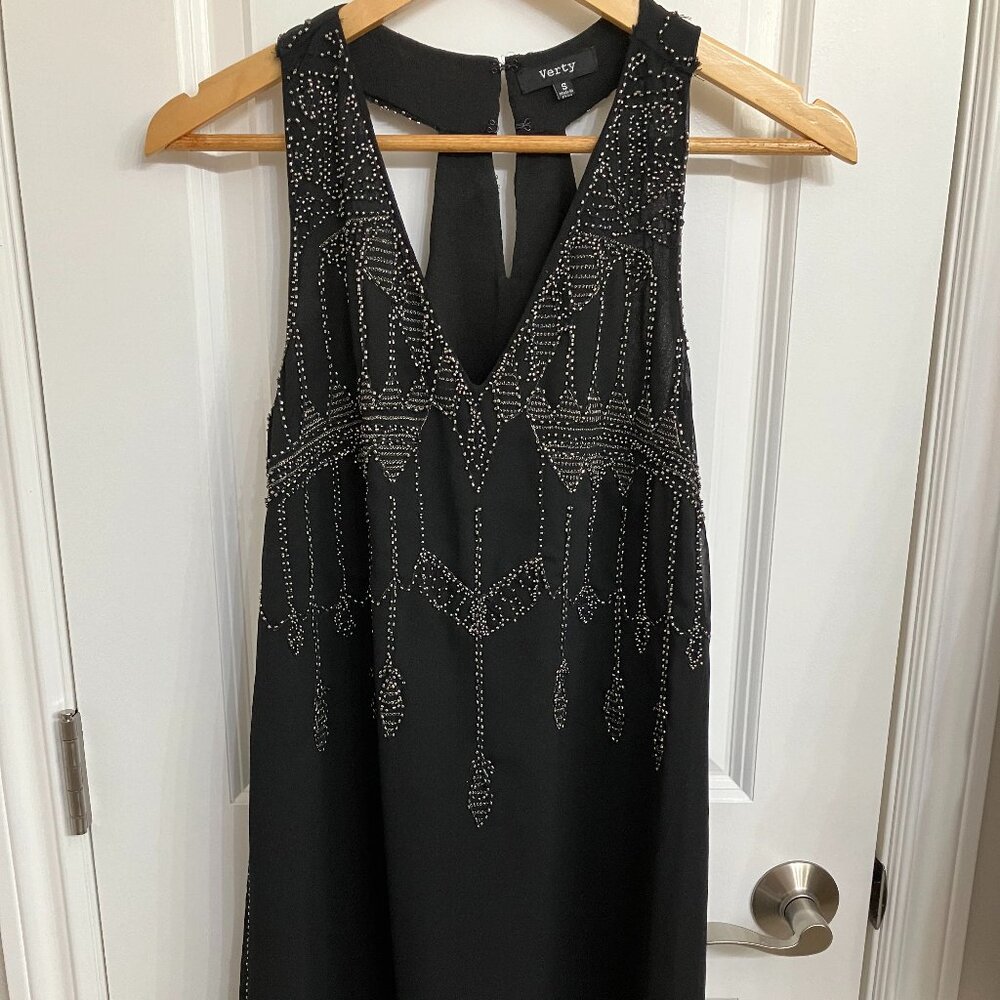 Gorgeous black shift dress with beading, Size S